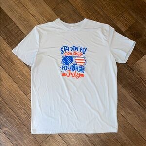 Mens Sky Blue Graphic T-Shirt with Fourth of July Design